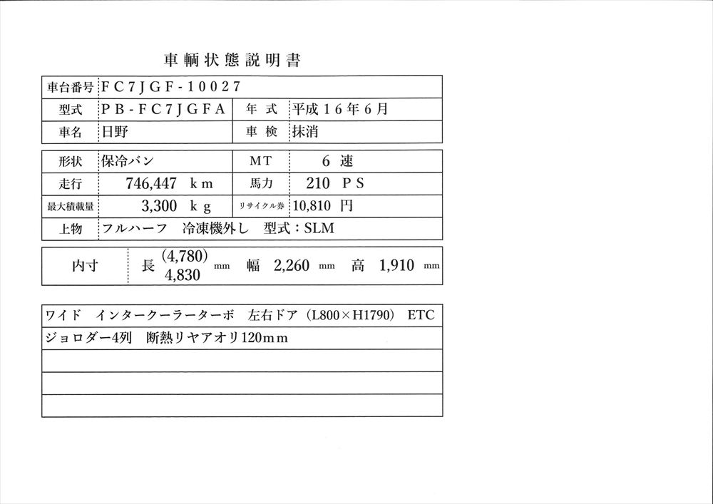 中古アルミバン 日野 レンジャー
