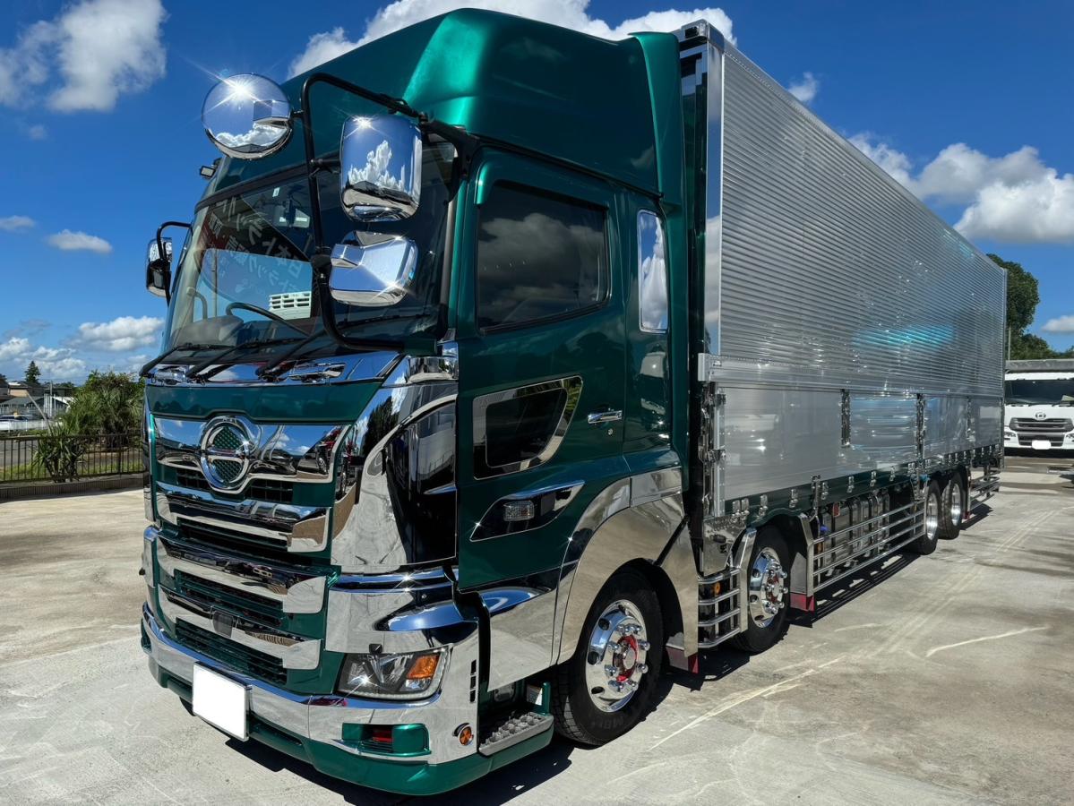 緑色メタリック大型トラックトレーラー最終値下 中古冷凍ウィング 日野 プロフィア /プロフィア 冷凍ウイング