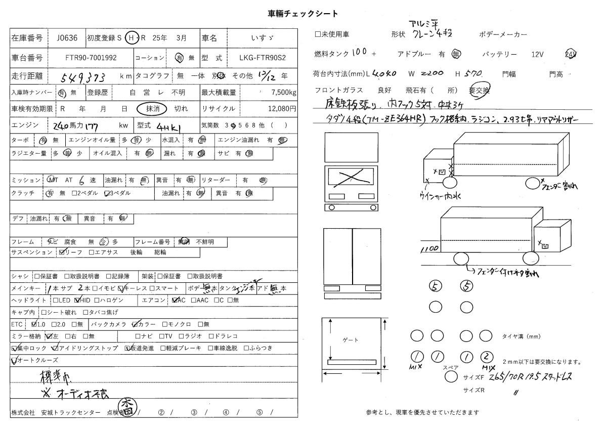 中古クレーン いすゞ フォワード