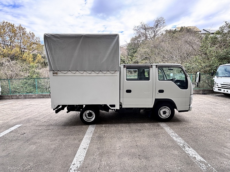 中古幌付き平ボディ いすゞ エルフ /いすゞ エルフ ダブルキャブ 幌車