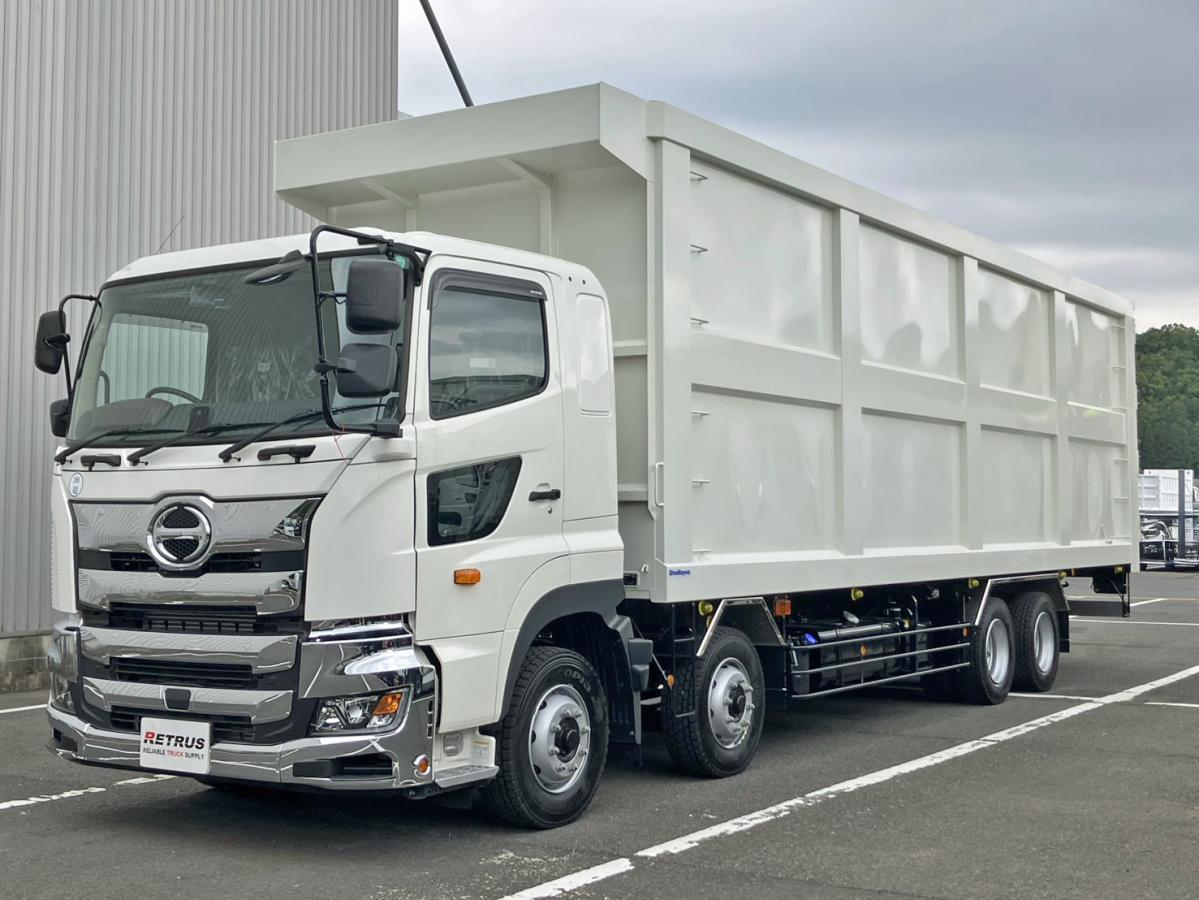 中古チップ運搬車 日野 プロフィア /新明和 スライドデッキ55.6立米